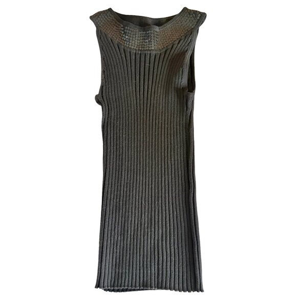 Kenar Black Ribbed Sleeveless Sweater Tank with Sequin Collar Detail – M - Picture 1 of 4